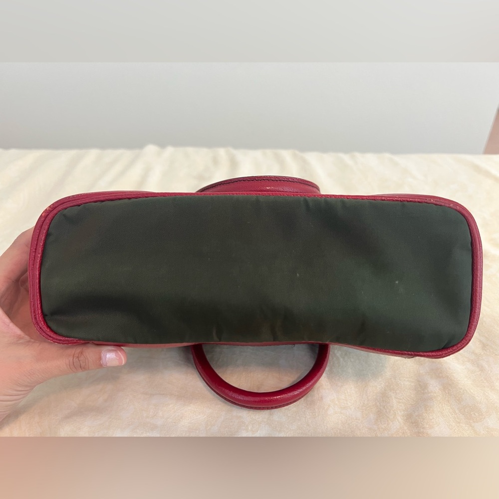 Vintage Prada Green and Red Nylon Top-Handle Satchel - Picture 3 of 15
